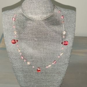 Pink beaded 2 string necklace